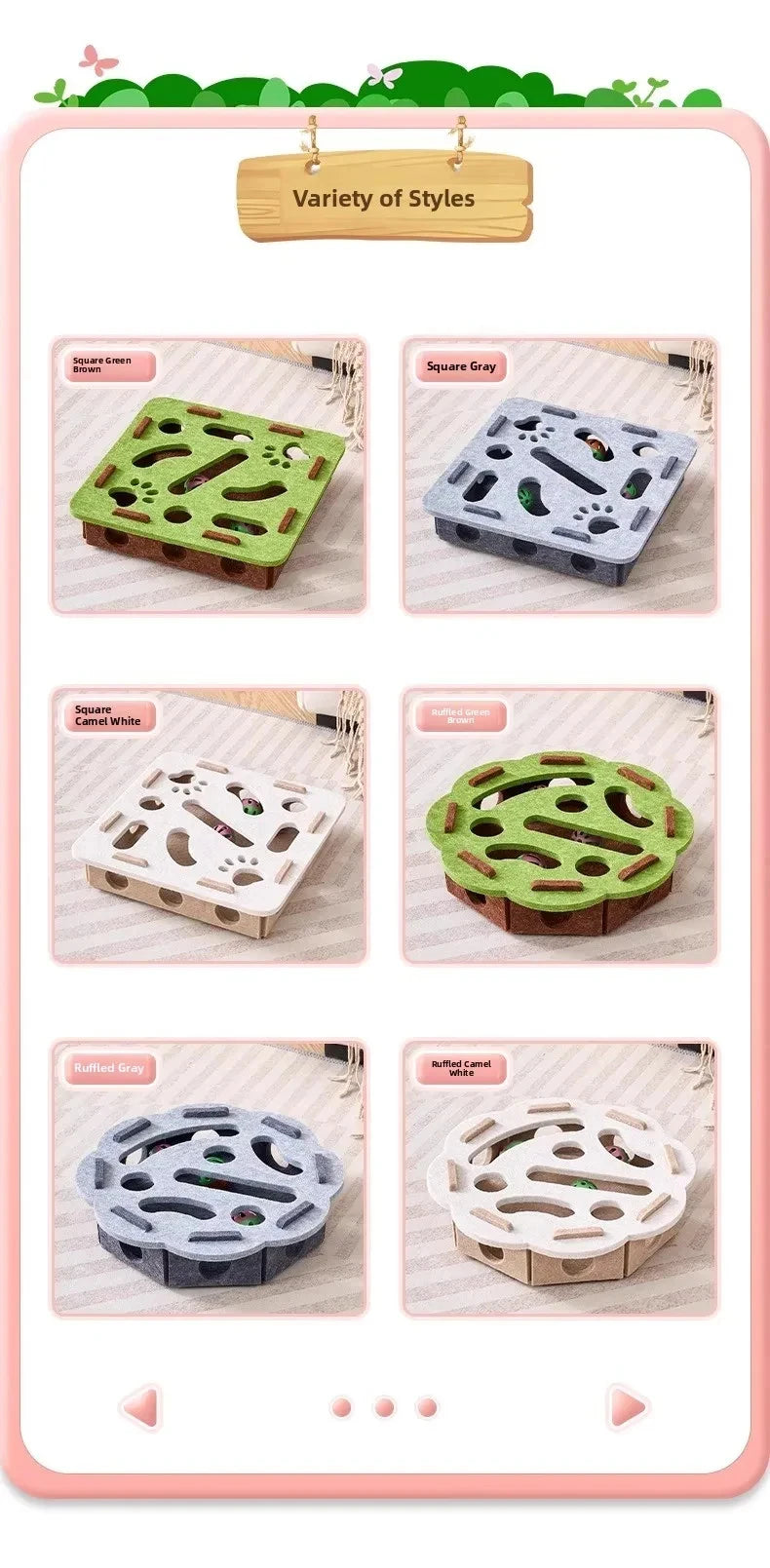 Jouet Puzzle pour Chat en Feutre - Boîte d'Exercice avec Balle Chasse Intérieur