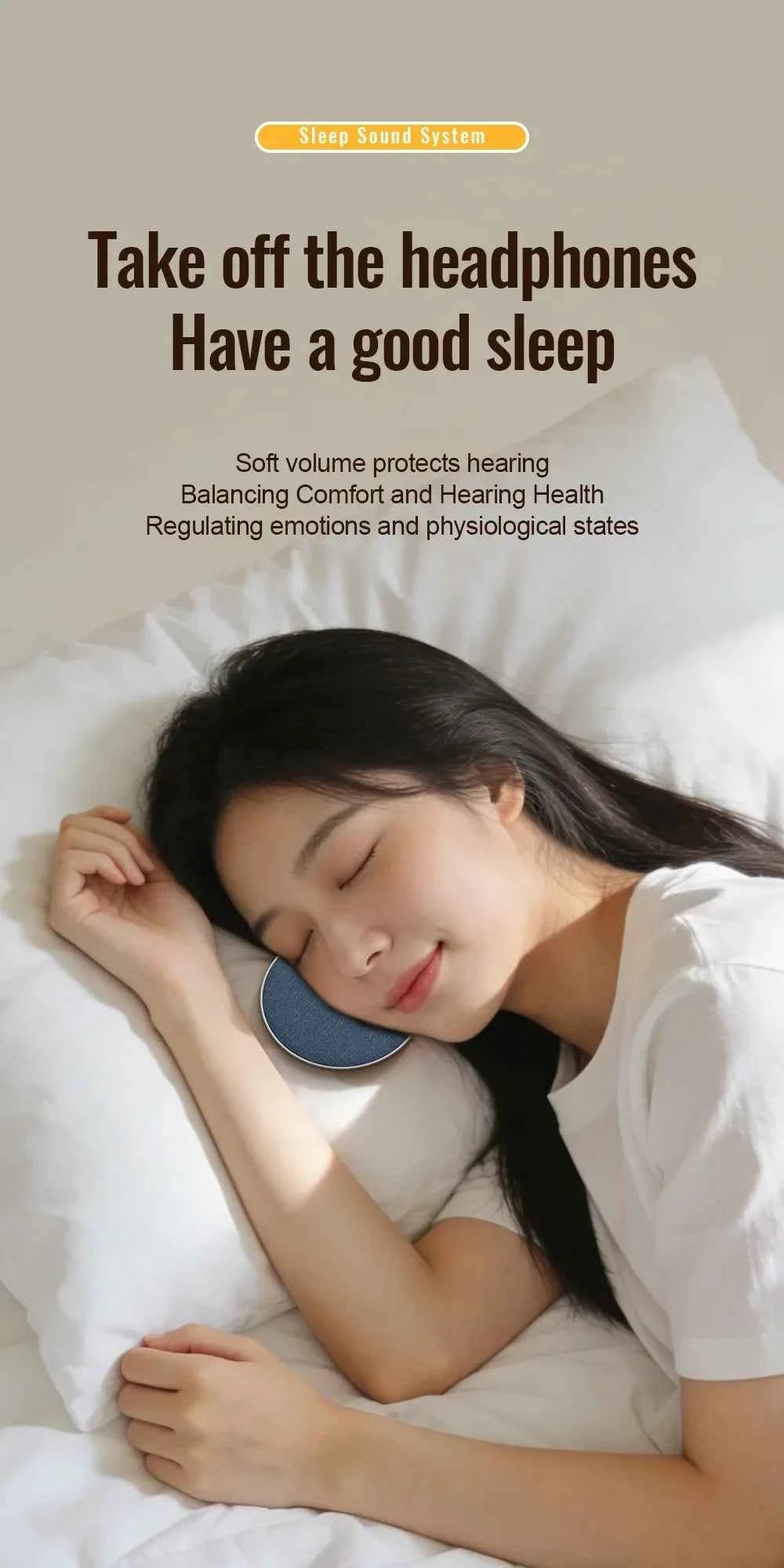 Enceinte Sous-Oreiller Bluetooth 5.4 – Son HiFi Privé, Aide au Sommeil, 360°