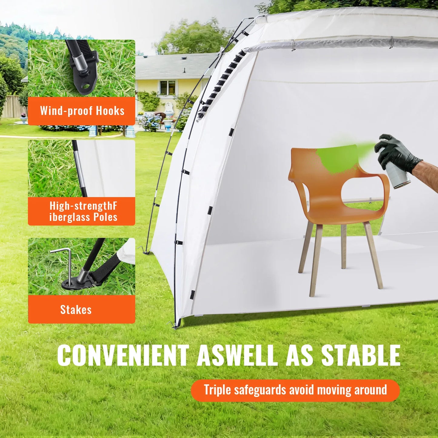 Cabine de Peinture Portable SucceBuy – Tente Pliable Oxford 210D, 2 Tailles, Film Protecteur Inclus