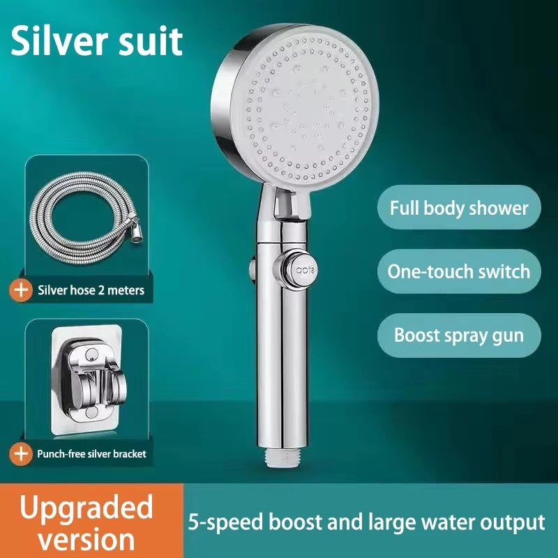 Pommeau de Douche Haute Pression 5 Modes – Économie d'eau, Réglable, Inox & ABS