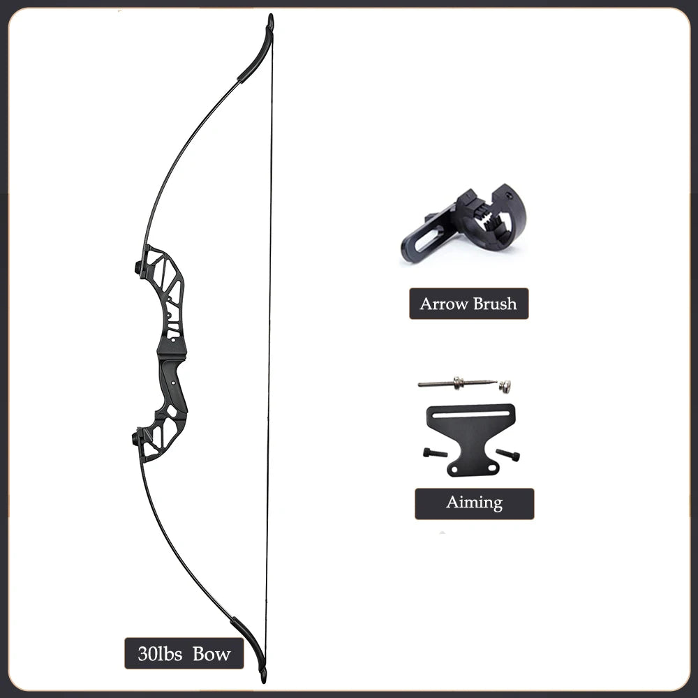 Arc Recurve Tir à l'Arc 20-50lbs Démontable avec Flèches Carbone Carquois Cible Entraînement