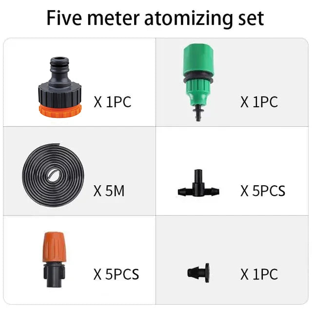 Kit de Brumisation et Irrigation par Aspersion – Tuyau PE 4/7mm, 5m à 20m, Arrosage Automatique Jardin