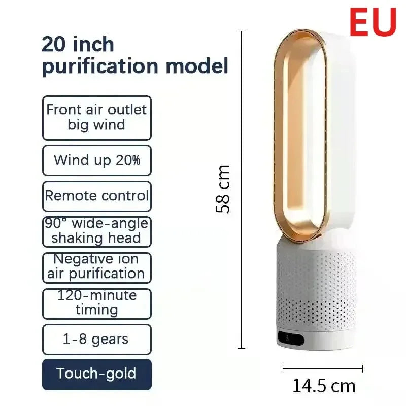 Ventilateur Colonne Sans Pale — Silencieux, Design & Sécurisé