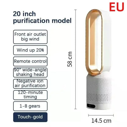 Ventilateur Colonne Sans Pale — Silencieux, Design & Sécurisé