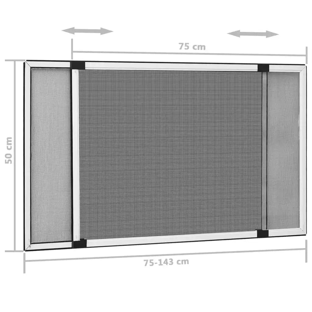 Moustiquaire Extensible pour Fenêtre vidaXL – Cadre Aluminium, (75-143)x50 cm, Sans Perçage