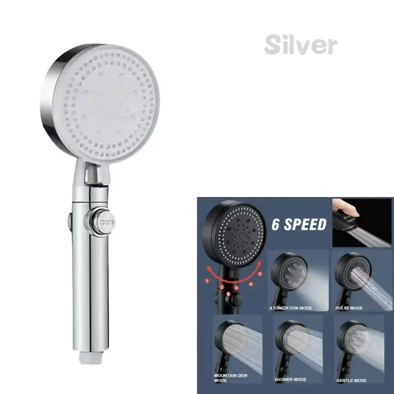 Pommeau de Douche Haute Pression 5 Modes – Économie d'eau, Réglable, Inox & ABS