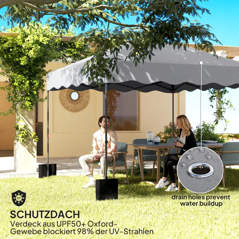 Gazebo Pop-Up 3x3m Hauteur Réglable – Tente de Jardin Oxford UPF50+ avec Sac de Transport | Gris Clair