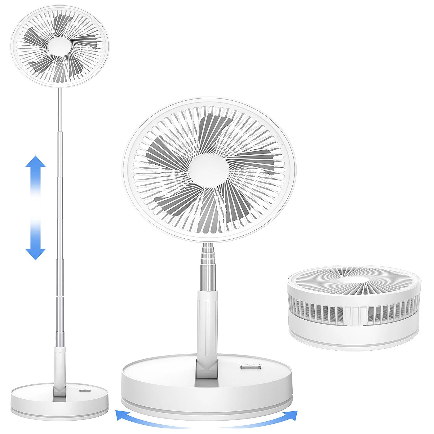 Ventilateur de bureau télescopique pliant – Batterie 7200 mAh, USB-C, Télécommande
