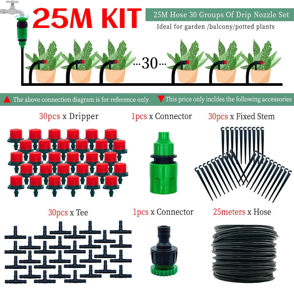 Système d'Irrigation Oasis 30M - Pompe Automatique Goutte-à-Goutte Jardin DIY