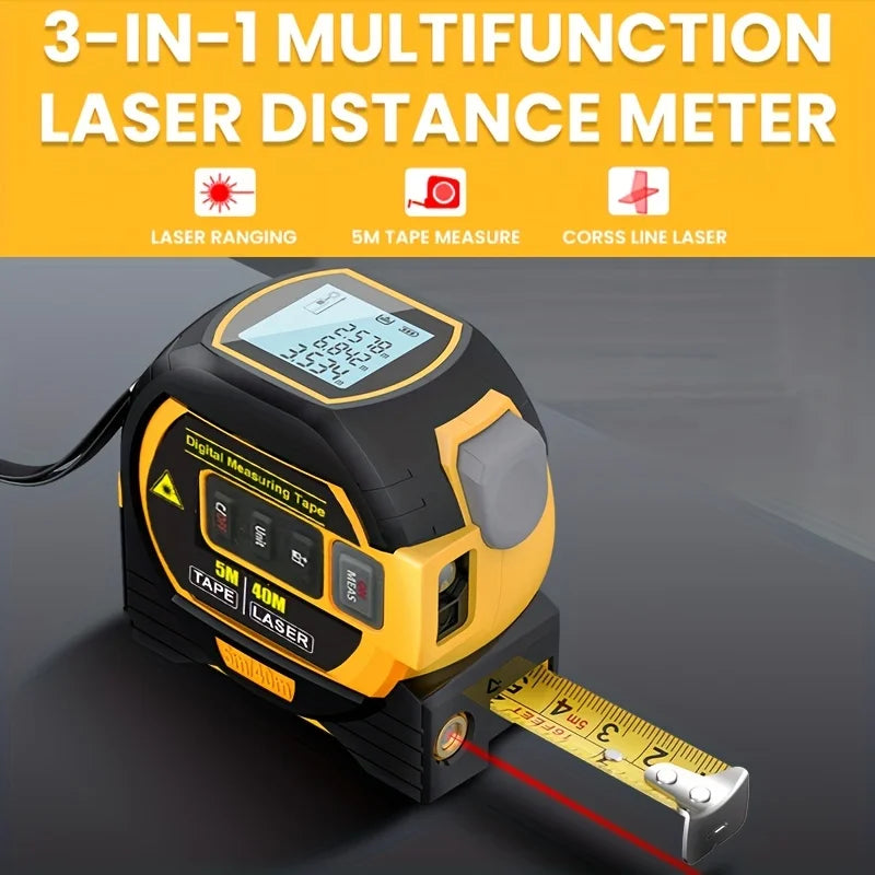 1 mètre ruban laser 3 en 1, télémètre laser haute précision, ruban en acier 