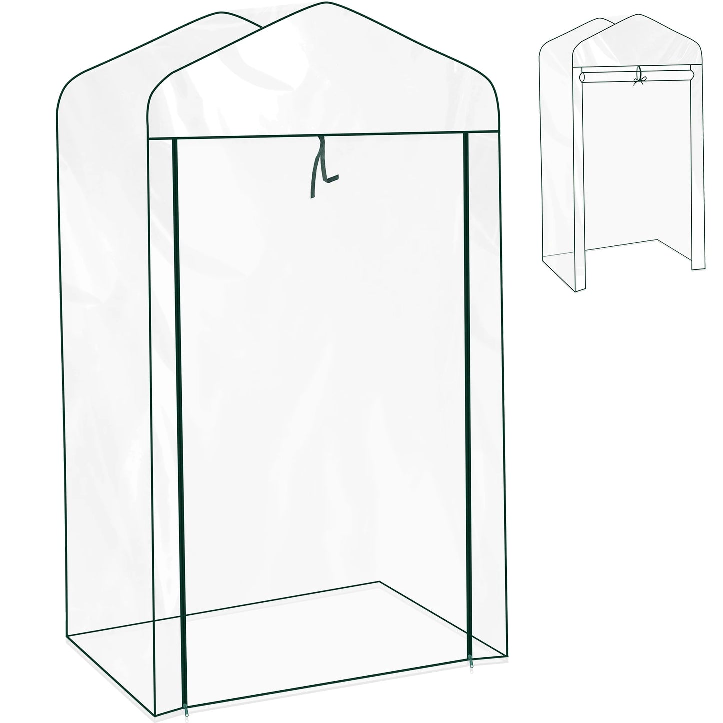 Housse de Serre de Jardin Transparente PVC – Imperméable, Anti-UV, Double Fermeture Éclair | 2 Tailles