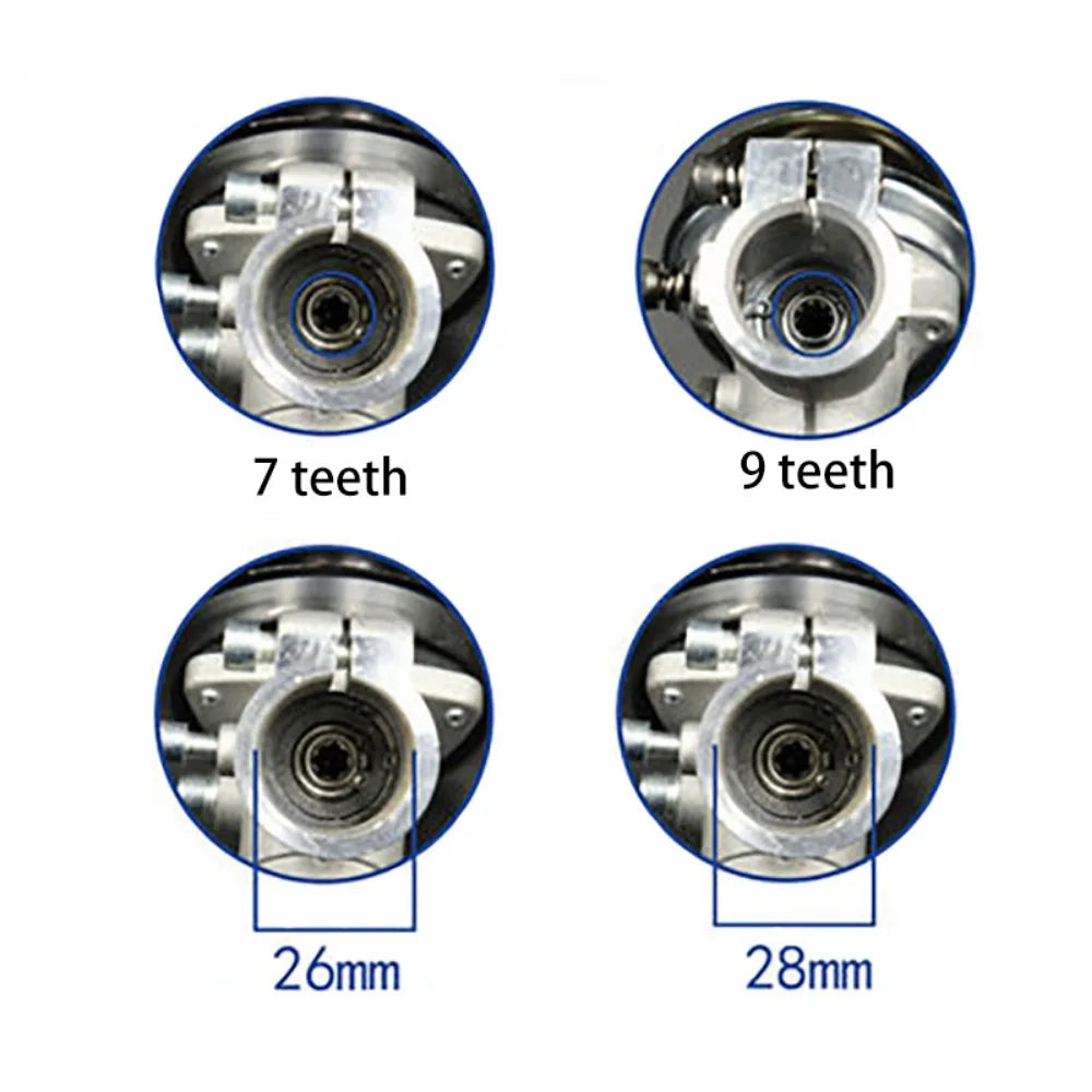 Boîte de Vitesses Coupe-Bordures 26mm/28mm — Tête d'Engrenage Universelle 7 ou 9 Dents
