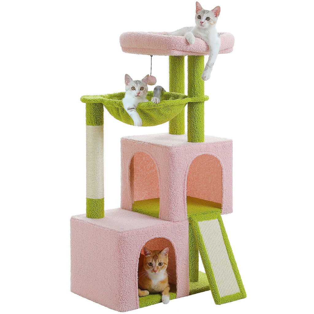 Arbre à Chat XXL Multi-Niveaux - Tour avec Griffoirs Sisal, 2 Niches, Jouets Intégrés