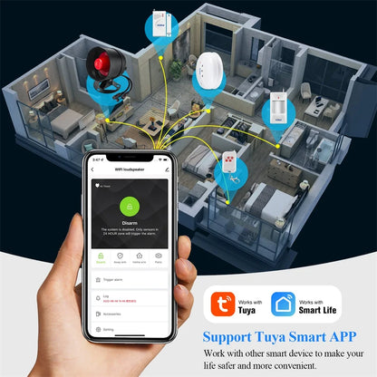 Sirène d'Alarme WiFi KERUI 110dB – Compatible Tuya, Alexa & Google Home, Détecteur de Mouvement