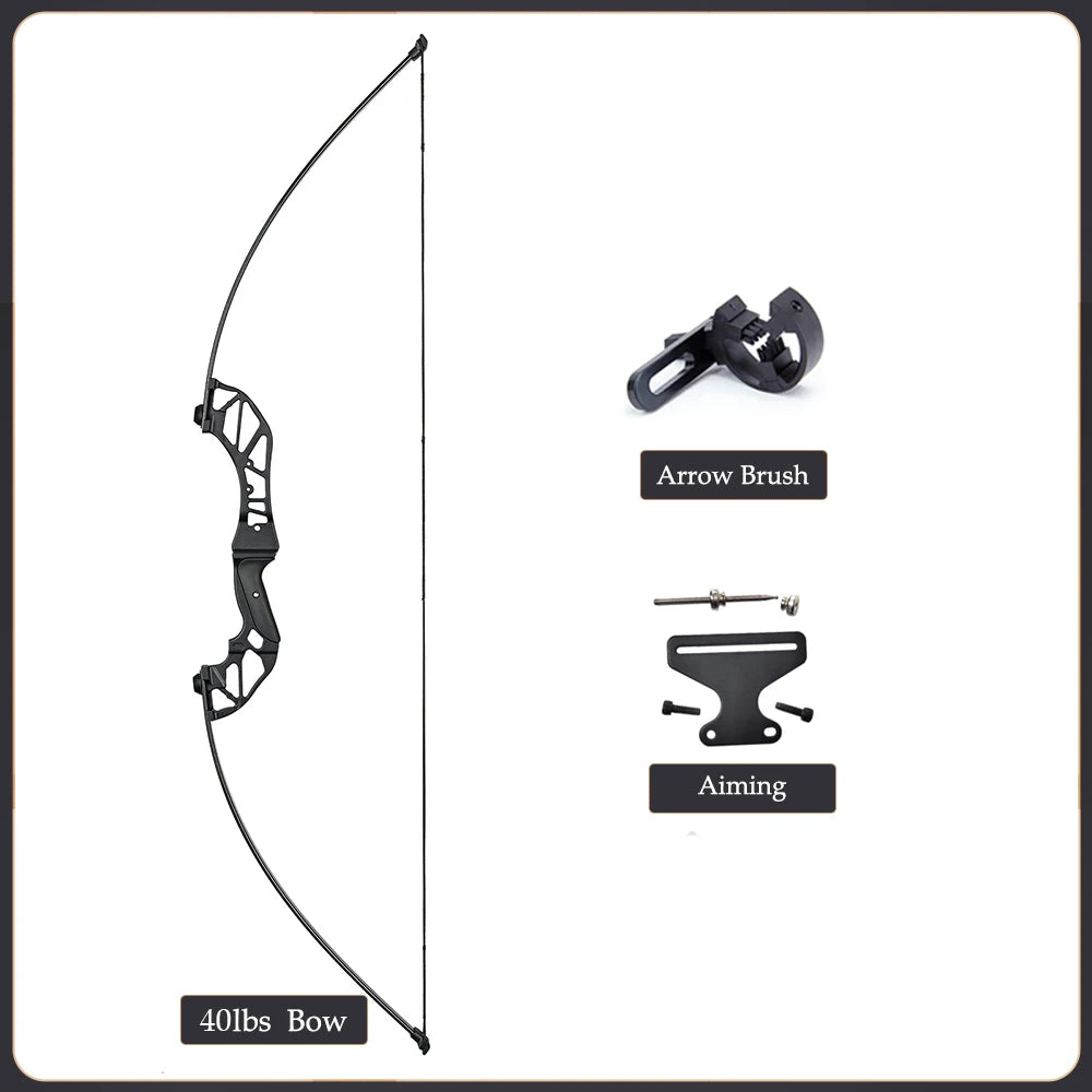 Arc Recurve Tir à l'Arc 20-50lbs Démontable avec Flèches Carbone Carquois Cible Entraînement
