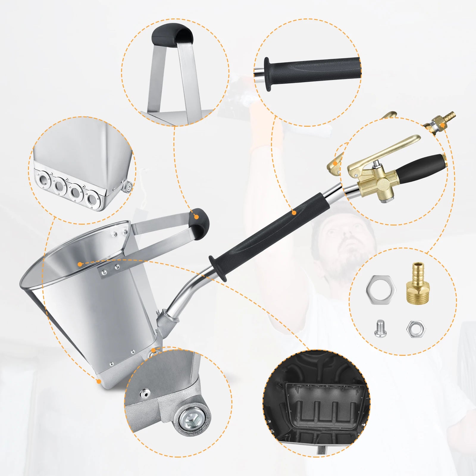 Pistolet Pulvérisateur de Mortier Pneumatique - Crépi Plâtre Ciment HVLP 4 Buses