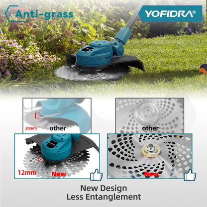 Tondeuse électrique brushless Yofidra 10 pouces – 6000W, 58000 RPM, Compatible Makita 18V | Pliable