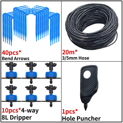 Kit d’Irrigation Goutte-à-Goutte 2 ou 4 Voies – Flèches Drip 3/5mm pour Pot, Jardin et Serre