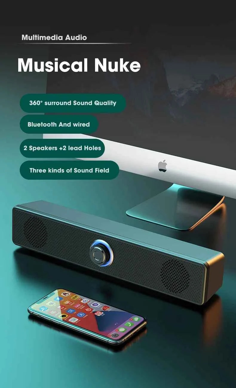 Enceinte PC Soundbar USB – Son Stéréo 3D, AUX & Bluetooth, TV / PC / Gaming