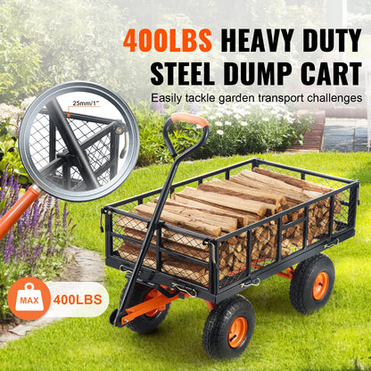 Chariot de Jardin Basculant SucceBuy – 180 kg ou 400 kg, Roues 25 cm, Panneaux Amovibles