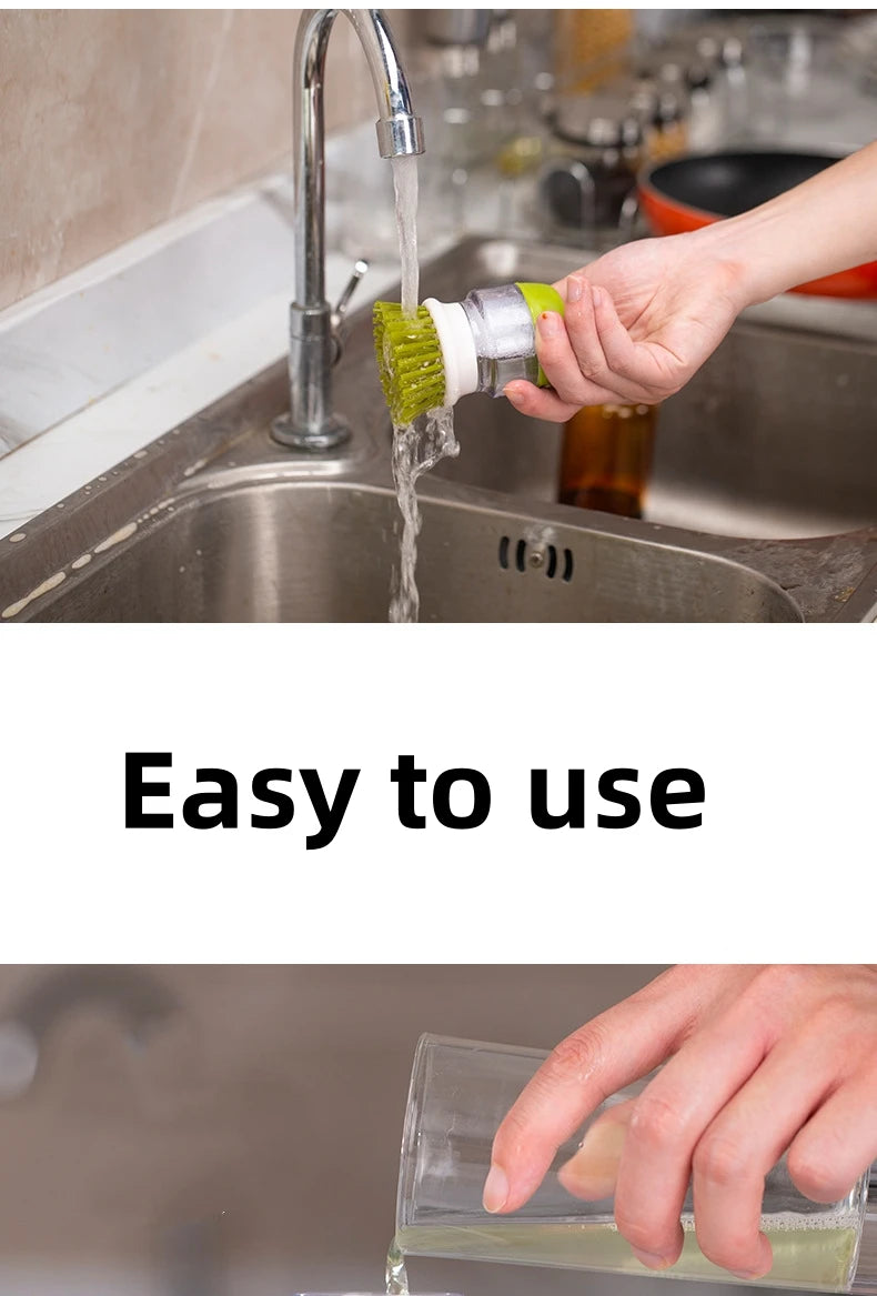 Brosse à Vaisselle avec Distributeur de Savon Intégré – Tête Remplaçable, Support Inclus