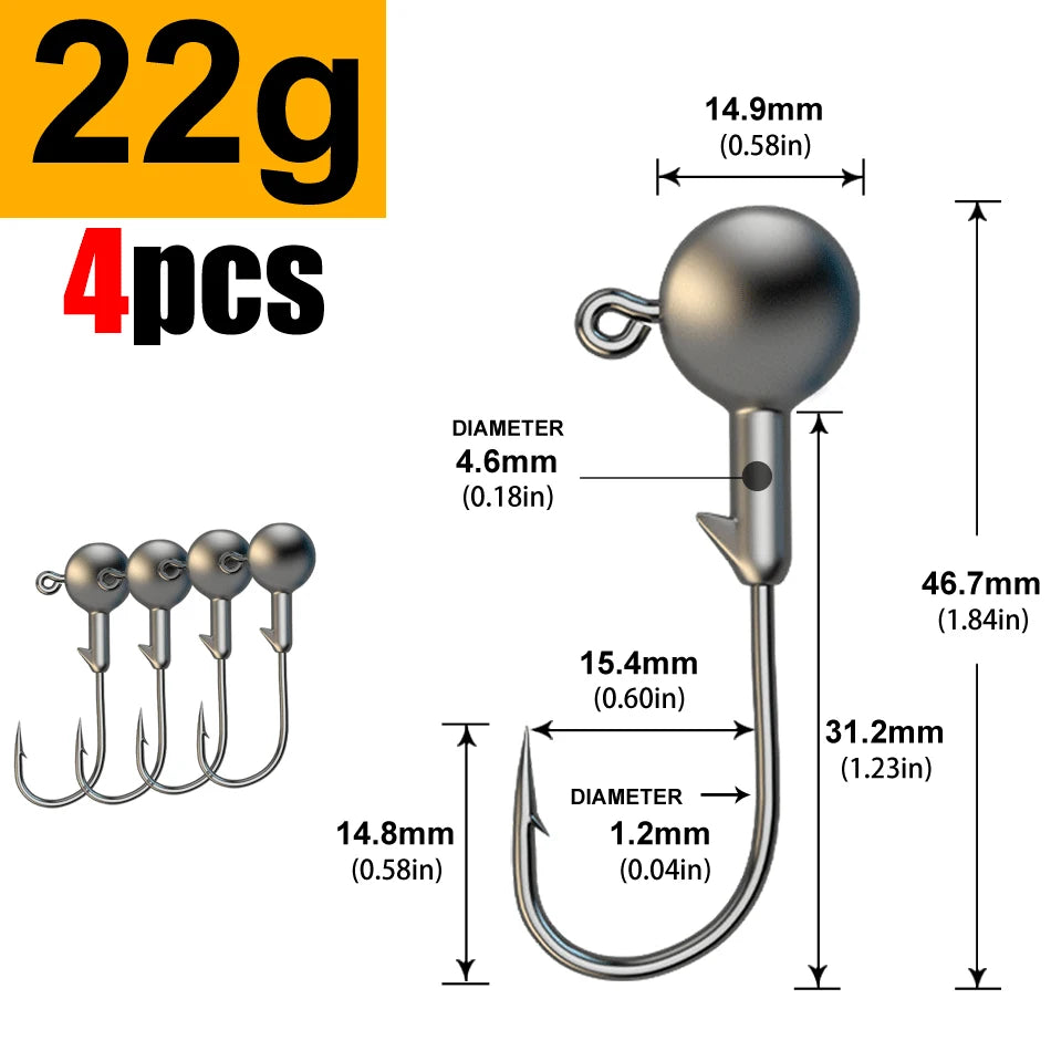 Tête Plombée Hameçon Pêche Jig Head 1g-28g Leurre Souple Carnassier Brochet Perche