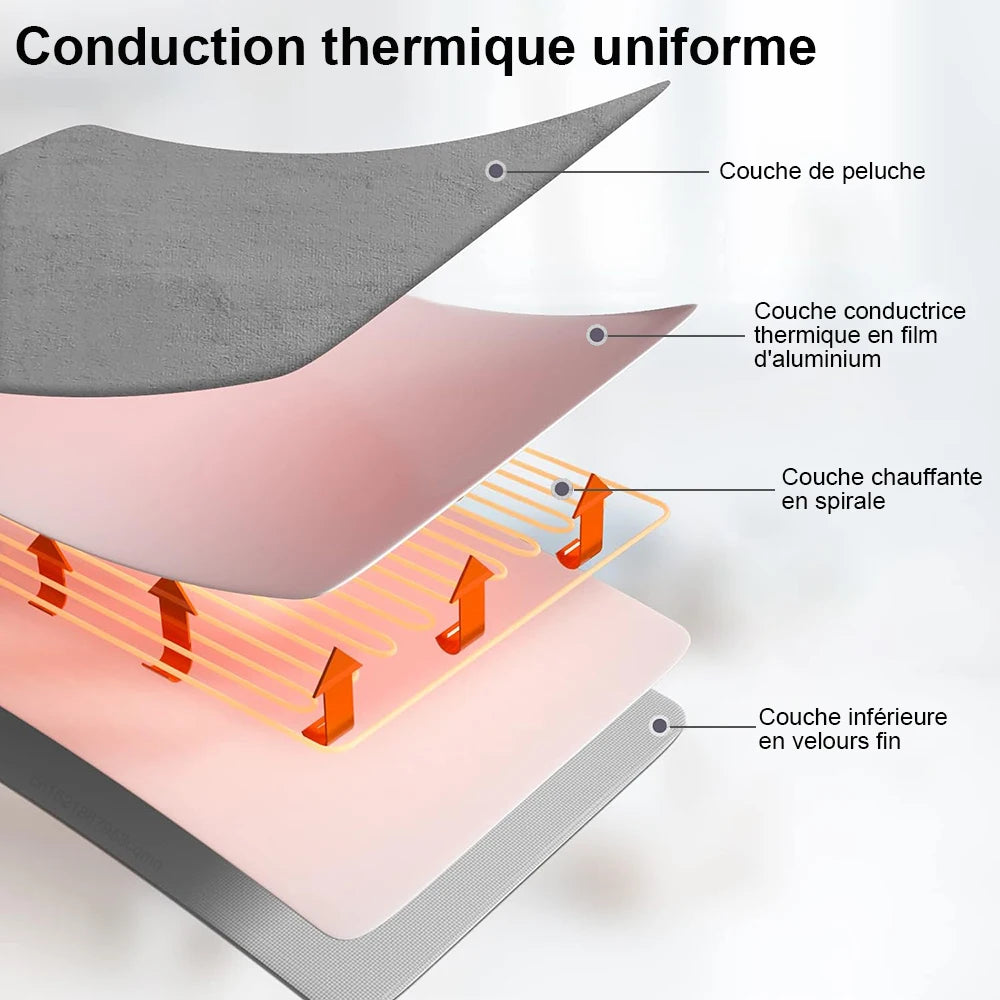 Couverture Chauffante Électrique Thermostat Automatique Double 120x150cm 220V Plaid Chauffant