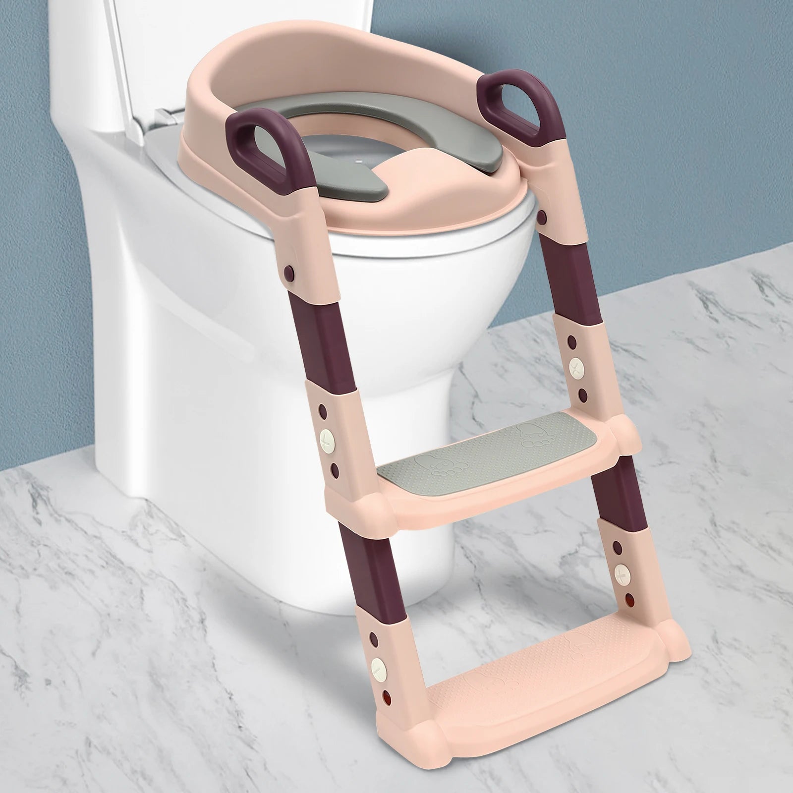 Réducteur de Toilette avec Marches pour Enfants 2-7 ans - Siège Pot Pliable Ajustable