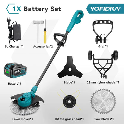 Tondeuse électrique brushless Yofidra 10 pouces – 6000W, 58000 RPM, Compatible Makita 18V | Pliable