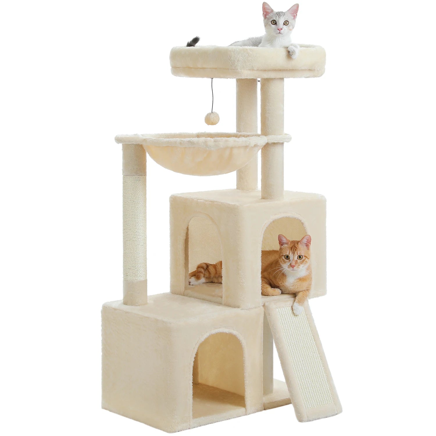 Arbre à Chat XXL Multi-Niveaux - Tour avec Griffoirs Sisal, 2 Niches, Jouets Intégrés