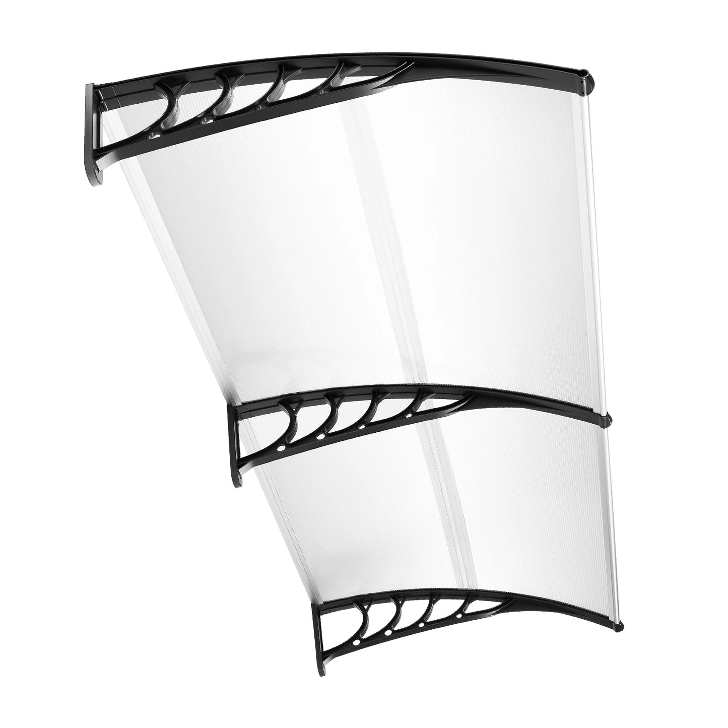Auvent de Porte Transparent 200x90 cm – Abri Pluie Anti-UV, Polycarbonate, Sans Console Visible