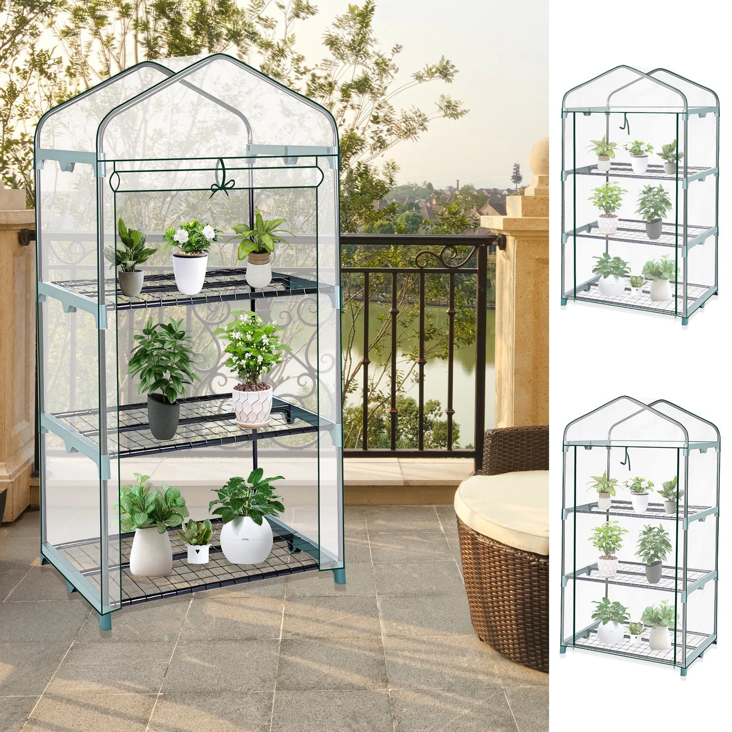 Housse de Serre de Jardin Transparente PVC – Imperméable, Anti-UV, Double Fermeture Éclair | 2 Tailles
