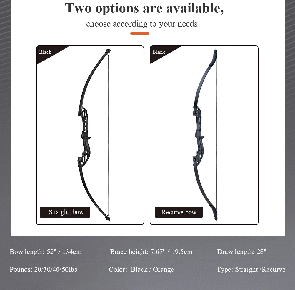 Arc Recurve Tir à l'Arc 20-50lbs Démontable avec Flèches Carbone Carquois Cible Entraînement