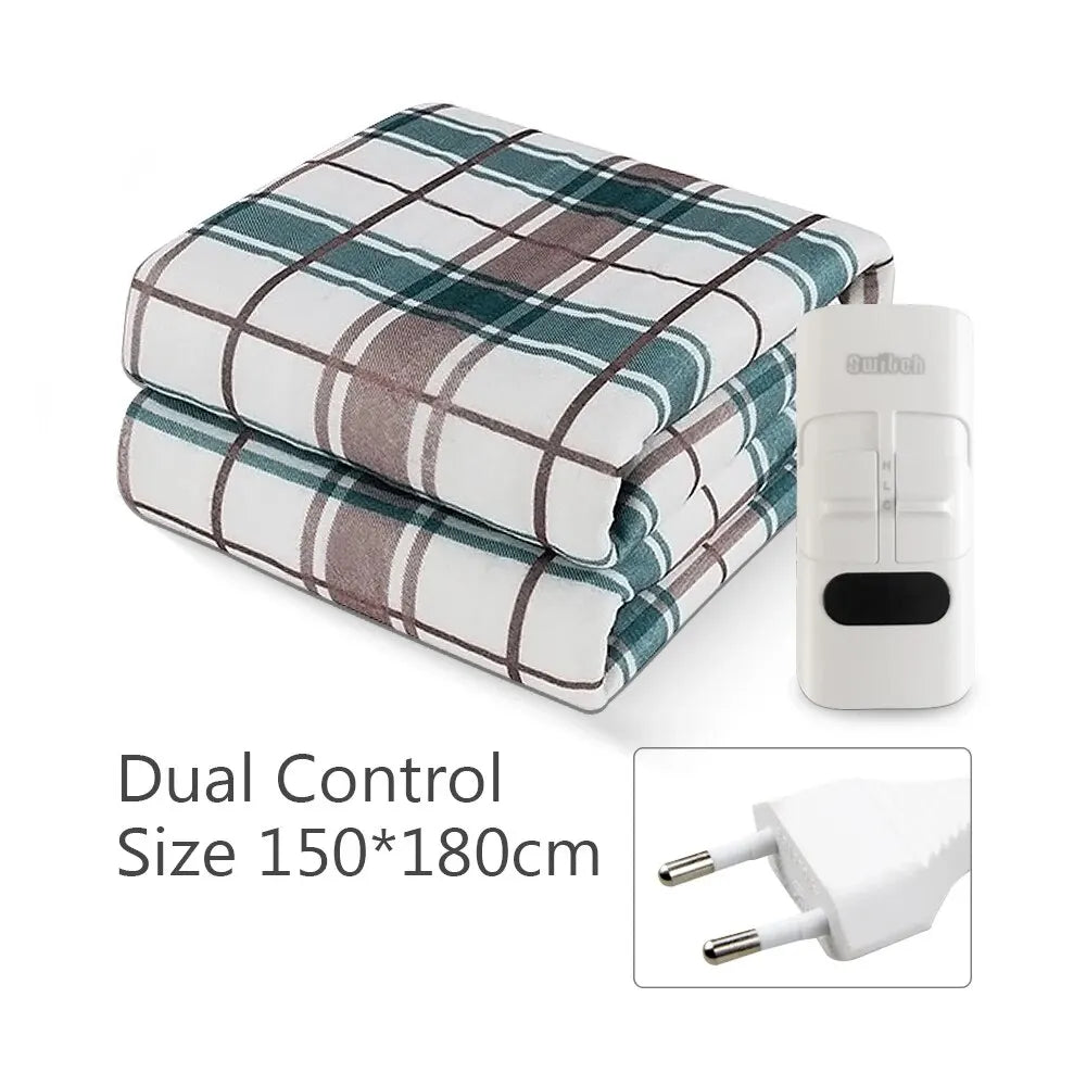 Couverture Chauffante Électrique 150x180cm 220V Thermostat Matelas Chauffant Hiver Corps EU