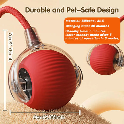 Balle Roulante Automatique pour Chien – 3 Modes, Recharge USB-C | Chiot & Chat