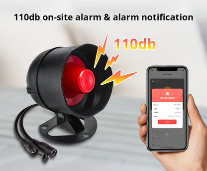 Sirène d'Alarme WiFi KERUI 110dB – Compatible Tuya, Alexa & Google Home, Détecteur de Mouvement