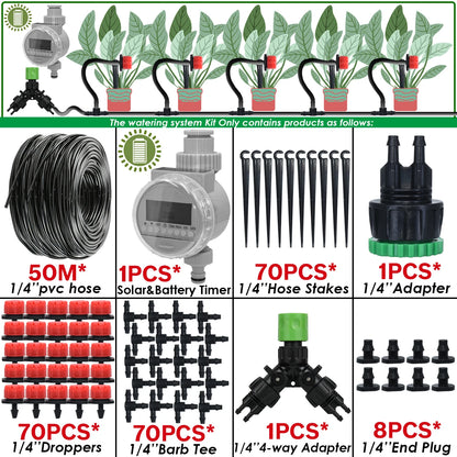 Kit Irrigation Goutte-à-Goutte KESLA – Tuyau 4/7mm, Programmateur & Capteur Pluie (5M à 50M)