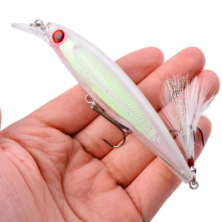 Leurre Pêche Minnow Laser 11cm 13g Poisson Nageur Crankbait Carnassier Brochet Perche Wobbler
