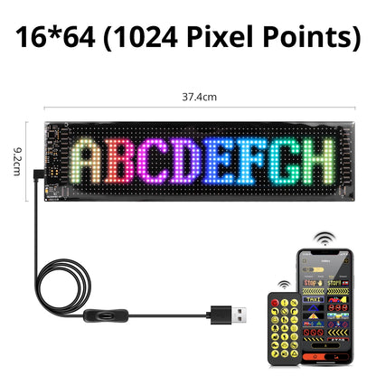 Panneau LED Pixel Flexible USB Bluetooth – Affichage Texte & GIF Personnalisable