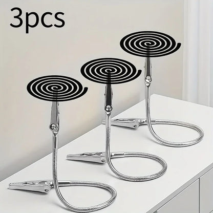 Support Spirale Anti-Moustiques en Inox – Pince Double Crocodile (1 ou 3 pcs)