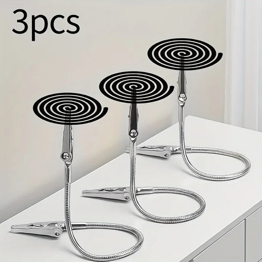 Support Spirale Anti-Moustiques en Inox – Pince Double Crocodile (1 ou 3 pcs)