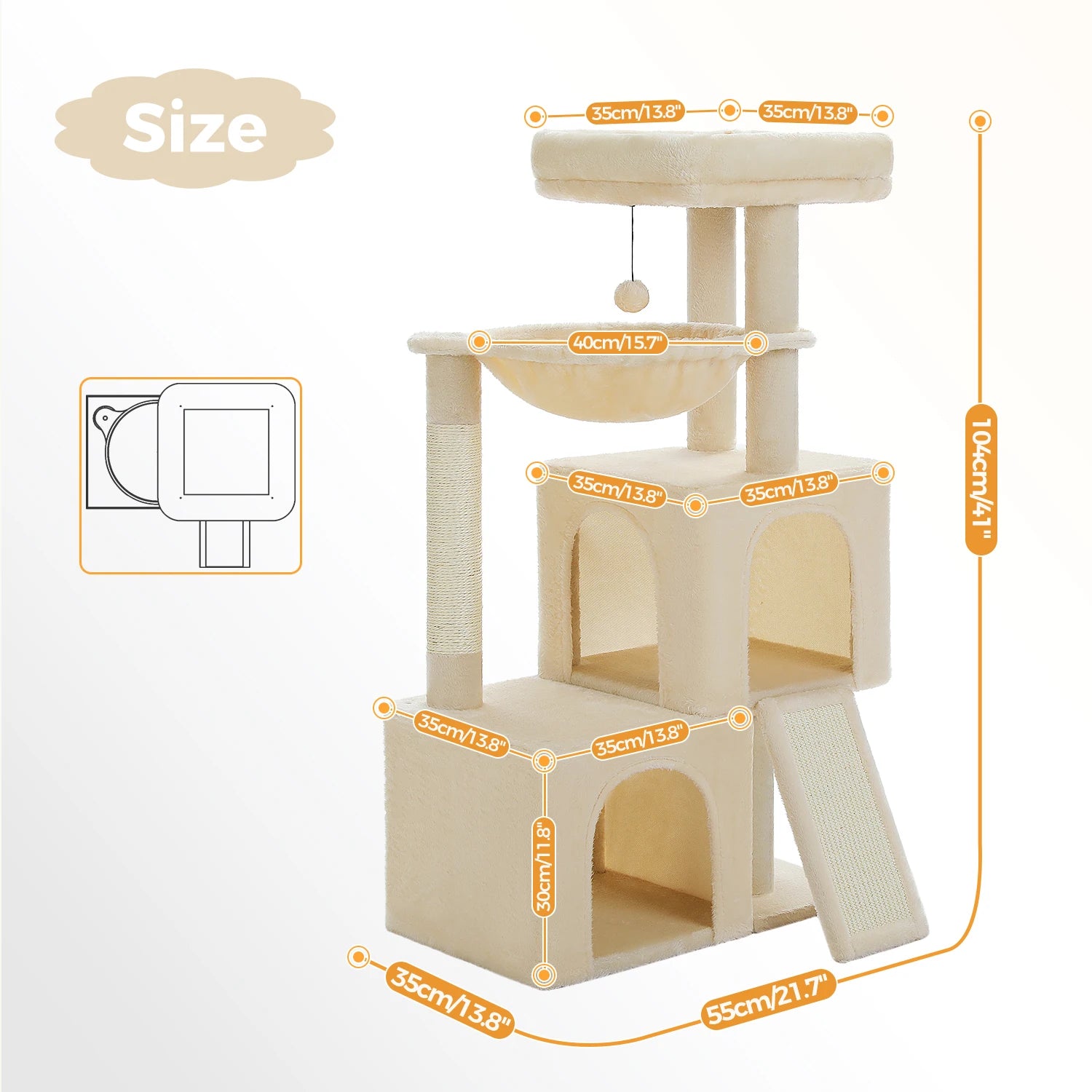Arbre à Chat XXL Multi-Niveaux - Tour avec Griffoirs Sisal, 2 Niches, Jouets Intégrés