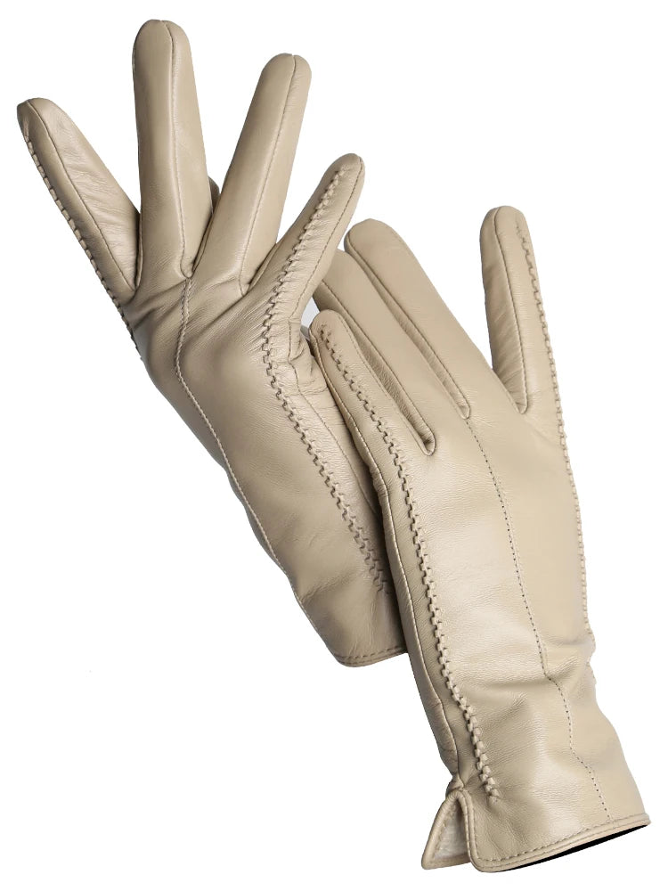 Gants Cuir Femme Hiver - Peau de Mouton Doublés Velours Tactiles