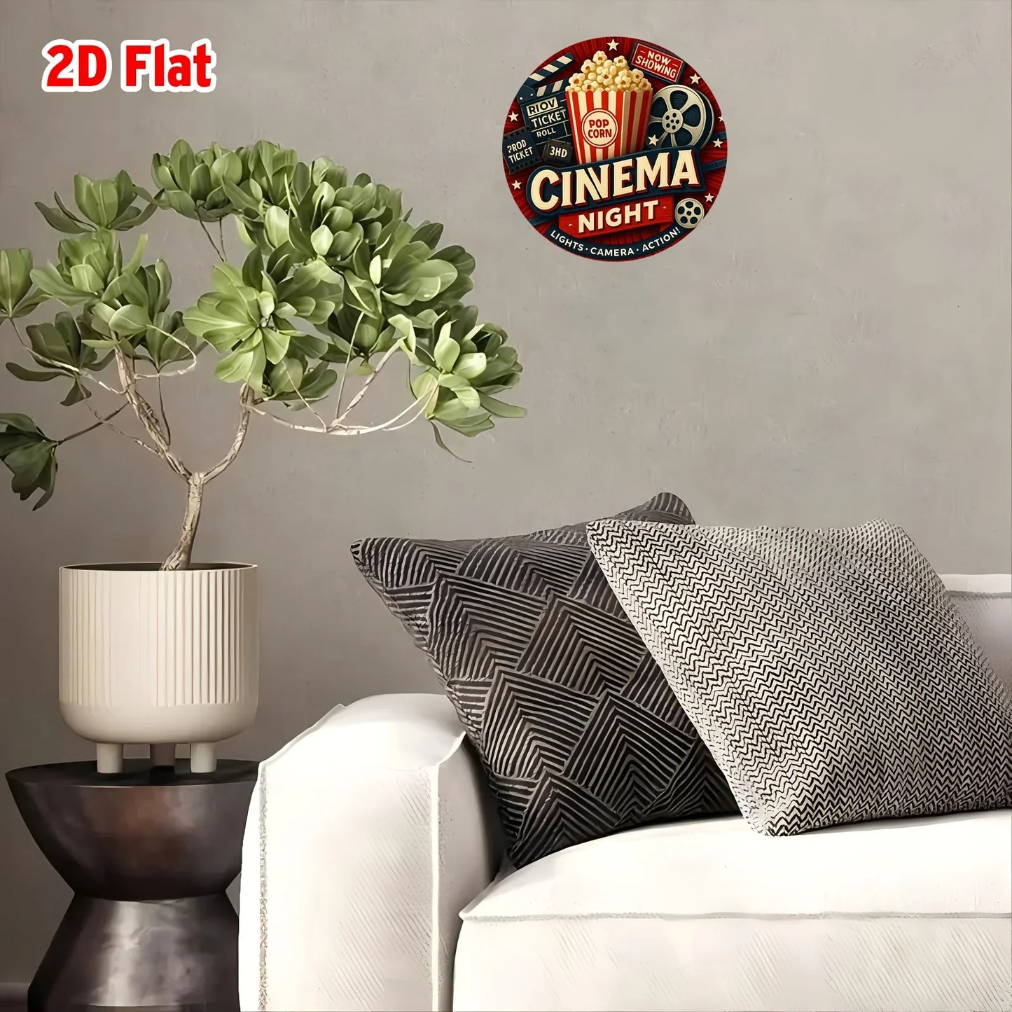 Panneau Mural Métal Rétro « Lights Camera Action » – Décoration Cinéma Vintage