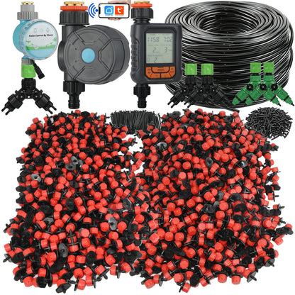 Kit Irrigation Goutte-à-Goutte KESLA – Tuyau 4/7mm, Programmateur & Capteur Pluie (5M à 50M)