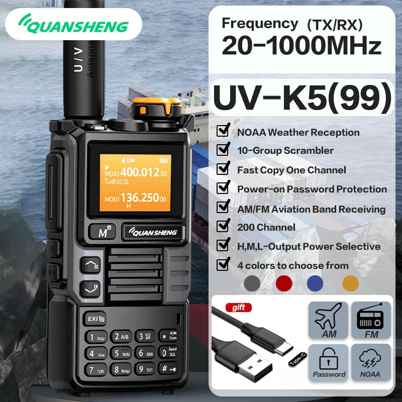 Talkie-Walkie Quansheng UV-K5(99) AM/FM 200 Canaux - Portée 5-10km
