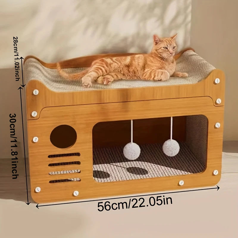 Maison pour Chat avec Griffoir - Abri Intérieur Multi-Niveaux Repos et Jeu Familles Multi-Chats