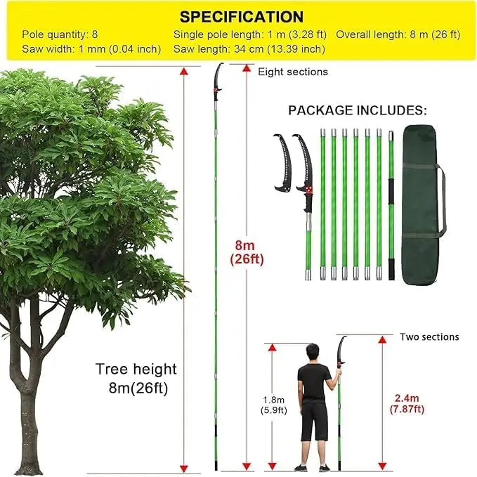 Scie à élaguer télescopique 8m