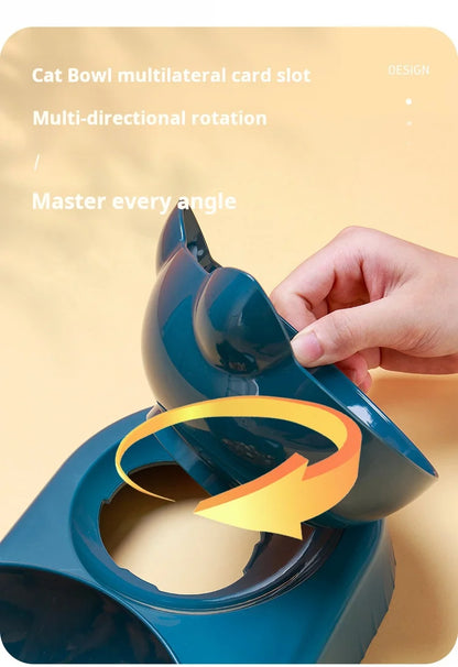 Gamelle Chat 3 en 1 avec Distributeur d'Eau — Design Oreilles, Inclinée, Protection Cervicale