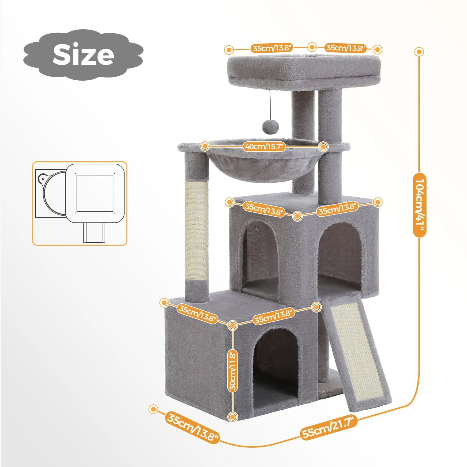 Arbre à Chat XXL Multi-Niveaux - Tour avec Griffoirs Sisal, 2 Niches, Jouets Intégrés